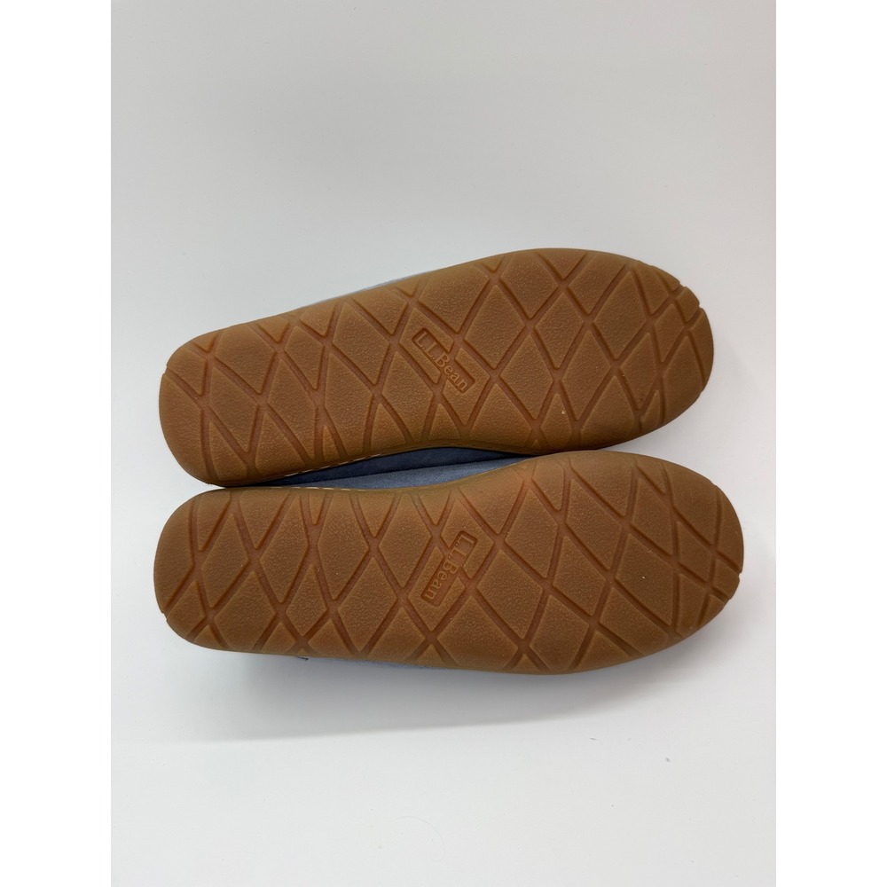 LL Bean Wicked Good Moccasins Blue Suede Shearling Slippers Women 9 501939 - Picture 6 of 8